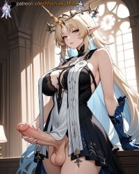 1futa 1futanari adult adult_female ai_generated balls ballsack bare_shoulders big_breasts black_dress blonde_hair blue_gloves blue_hair boobs breasts bust busty busty_female busty_girl clothes clothing cock colored_inner_hair dick dickgirl dress elf female fleurdelys_(wuthering_waves) foreskin futa futa_masturbation futanari futanari_masturbation girl gloves halo handjob horns kuro_games large_breasts long_hair machine_muse masturbation mature mature_body mature_female multicolored_hair navel penis pointy_ears sexy sexy_body single_horn solo testicles tits trans trans_woman two-tone_hair uncensored very_long_hair watermark wuthering_waves