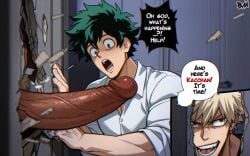 ai_generated ai_generated_image big_ass_looover boku_no_hero_academia boys_only cock dialogue dick erection gay gay_sex homosexual izuku_midoriya katsuki_bakugou male/male male_only my_hero_academia only_male penis veiny_cock veiny_dick veiny_penis