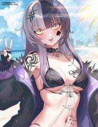 1girl ai_generated anime_style ass_focus bbc bbc_addict beach black_bikini black_hair blacked blacked_queen blacked_wrld blush body_writing breeding breeding_cow curvy dark-skinned_male dramatic_lighting erect_nipples explicit exposed_breasts grey_hair heavy_makeup highres huge_ass huge_breasts interracial large_breasts light-skinned_female long_hair micro_bikini mind_break nipples outdoors puffy_nipples queen_of_spades smile solo_focus spade_tattoo standing submissive_female tattooed_female text thick_bbc thick_thighs voluptuous wide_hips yellow_eyes