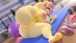 1girls 3d ass barefoot completely_nude curvy fat_ass feet female female_only fluttergyat fluttershy_(mlp) full_body gym my_little_pony naked naked_female nude nude_female pink_areola pink_hair snuddy soles solo solo_female stretching surprised tagme toes voluptuous
