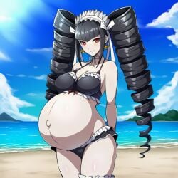 1girls ai_generated beach beach_background bed bedroom bedroom_eyes bikini black_hair black_hair_female celestia_ludenberg danganronpa danganronpa:_trigger_happy_havoc female female_only lazybonesai pregnancy pregnant pregnant_belly pregnant_female red_eyes red_eyes_female solo solo_female
