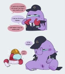 among_us among_us_(on_guard) presenting_pussy purple_(among_us) pussy red_(among_us)