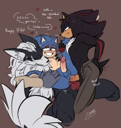 absurd_res anal anal_penetration animal_genitalia animal_penis anthro anthro_on_anthro anthro_penetrated anthro_penetrating balls bent_spoon_position black_body black_fur blue_body blue_fur blush blush_lines bodily_fluids bottomwear butt canid canine canine_genitalia canine_penis canis clenched_teeth clothed clothing dialogue dominant double_anal double_penetration drooling english_text erection eulipotyphlan eye_scar facial_scar fairy_tales footwear from_behind_position fur genitals group group_sex guard_position hair heart_symbol hedgehog hi_res humanoid_genitalia humanoid_penis infinite_(sonic) inner_ear_fluff jackal knot larger_dom larger_male leg_grab little_red_riding_hood_(copyright) male male/male male_on_bottom male_on_top male_penetrated male_penetrating mammal muscular muscular_male on_bottom on_top open_bottomwear open_clothing open_pants pants partially_clothed penetration penile penile_penetration penis red_body red_fur saliva sandwich_position scar sega sex shadow_the_hedgehog size_difference smaller_male socks sonic_forces sonic_the_hedgehog sonic_the_hedgehog_(series) sweat sweatdrop tears tears_of_pleasure teeth text threesome toodamncycle trio tuft werecanid werecanine werecreature werejackal white_hair