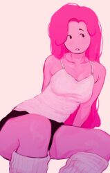 1girls clothed clothing collarbone female female_only pink_body pink_hair pink_skin princess_bubblegum simple_background tagme