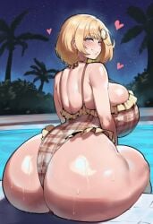 ai_generated ameanon ass_focus hololive hololive_english hololive_myth huge_ass looking_at_viewer looking_back watson_amelia