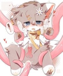 anal anal_penetration anthro balls bodily_fluids cum domestic_cat ejaculation felid feline felis fur furui genital_fluids genitals hi_res kemono male mammal orgasm penetration penis sex size_difference smaller_male solo tentacle_in_ass tentacle_penetration tentacle_sex tentacles zongxin