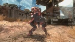 3d_(artwork) alien ambiguous_gender big_breasts big_butt big_penis breasts butt day digital_media_(artwork) female fuegoinfernalg1 genitals halo_(series) intersex lina_'gavamee_(halo) microsoft outside penis sangheili solo twistedflog xbox_game_studios