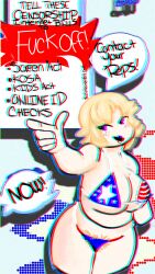 3d_glasses american_flag_bikini bbw big_breasts blonde_hair blue_eyes fat_female hairy_pussy ibispaint_(artwork) nonsexual pointing_at_viewer political puddinpuddgi pudgi420 supersludge toony