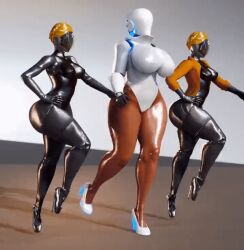 3d 3d_(artwork) 3girls android animated atomic_heart ballerina ballerina_shoes big_ass big_breasts big_butt black_body blonde_female blonde_hair bouncing_breasts braid braided_hair crossover curvaceous curvy curvy_body curvy_figure cybernetic_arm cybernetic_leg cybernetic_limb cybernetics cyborg dark-skinned_female dark_skin featureless_face female_only functionally_nude functionally_nude_female ghost_nipples hand_on_hip haydee haydee_(game) heels high_heels huge_ass huge_breasts huge_butt jacket jiggling_breasts large_ass large_breasts large_butt left_(atomic_heart) loop looping_animation machine massive_breasts nipple_bulge nipples prevence red_star right_(atomic_heart) robot robot_girl robot_humanoid russian small_waist soviet_union strutting tagme tall_female the_twins_(atomic_heart) thick_thighs thunder_thighs trio voluptuous voluptuous_female walk_cycle walking wide_hips