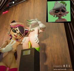 3d ahe_gao black_hair blender callie_(splatoon) dildo dildo_in_pussy dildo_sitting franticm84 golden_dildo light-skinned_female light_skin long_hair marie_(splatoon) marie_(wo262) mole mole_under_eye multicolored_hair pink_hair pointed_ears pointy_ears sex_toy short_hair silver_hair splatoon splatoon_(series) symbol-shaped_pupils tentacle_hair twintails white_hair yellow_eyes