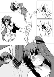 1boy bandaged_leg bandages blush censored collarbone dress female fingering h2o_(ddks2923) heart heart_censor highres kono_subarashii_sekai_ni_shukufuku_wo! looking_up megumin no_panties open_mouth penis penis_awe pussy sex shoes short_hair single_thighhigh straight tearing_up thighhighs vaginal_penetration veins veiny_penis