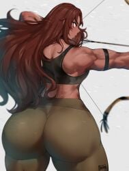 1girls archer ass ass_focus back_view batako big_ass big_butt brown_hair bubble_ass bubble_butt cheesecake dark-skinned_female dark_skin dat_ass dumptruck_ass fat_ass fat_butt huge_ass huge_butt muscular_female sasha_(sloppyoptics) solo solo_female thick_ass thick_thighs yellow_eyes