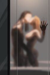 1boy1girl black_hair blonde_hair blurry blurry_foreground couple fingering fingering_partner kissing long_hair male/female naked nara_shikamaru naruto naruto:_the_last naruto_(series) naruto_shippuden penis shower showering showering_together sna9_104 standing standing_sex steam straight temari