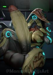 3d balls blush blushing erection futa_only futanari hyper hyper_balls hyper_penis ivara_(warframe) large_balls large_penis monsterdongsart penis solo_futa thick_thighs warframe