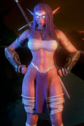 1girls abs athletic athletic_female blue_eyes bottomless elf female female_only glowing_eyes hips legs loincloth looking_at_viewer muscular muscular_arms muscular_female muscular_legs muscular_shoulders muscular_thighs night_elf oiled oiled_body oiled_skin pink_skin pose posing purple_hair shiny shiny_skin solo sword thighs verdonioa warcraft warrior warrior_(warcraft) world_of_warcraft wow