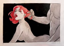 caprice doggy_style enrico_marini hair_pulling redhead slick traditional_art