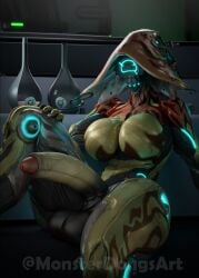 3d balls erection futanari ivara_(warframe) large_penis monsterdongsart penis solo_futa thick_thighs warframe