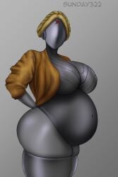 1girls android atomic_heart belly big_belly big_breasts breasts cardigan coat female_only huge_breasts left_(atomic_heart) metallic_body nipples pregnant robot robot_girl robot_humanoid star_(symbol) sunday322 tagme the_twins_(atomic_heart)