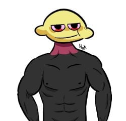 abs buff chest friday_night_funkin hauntersk lemon_demon lemon_head monster monster_(friday_night_funkin) muscular muscular_male nipples smug smug_face solo_male