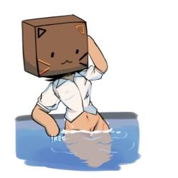 bottomless box_on_head cardboard_box cuptoast recc000 tagme youtuber