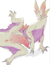 anus capcom claws feral fur genitals hi_res leviathan_(mh) looking_at_viewer male male_only mizutsune monster_hunter nude penis simple_background solo solterv white_background white_body