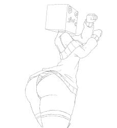 ass box clothing cuptoast faceless_character no_color panties stockings sweater tagme youtuber