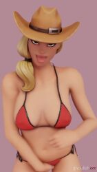 1girls 3d 9:16 animated bikini bikini_bottom bikini_top blender blonde_hair bouncing_breasts breasts cleavage clothed clothing cow_girl cowboy_hat cowgirl_hat female female_focus female_only fortnite ghoulishxxx hat headgear horny horny_female jerking_off_hand_motion jiggle jiggling jiggling_breasts light-skinned_female light_skin long_hair looking_at_viewer medium_breasts naughty_face no_sound rubbing rubbing_pussy rustler short_playtime shorter_than_10_seconds simple_background solo solo_female solo_focus standing tagme tongue tongue_out vertical_video video watermark