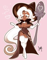 anthro big_breasts breasts cookie_run cookie_run_kingdom female food food_creature high_heel_boots jinx_doodle latte_cookie_(cookie_run) tagme thigh_boots white_hair