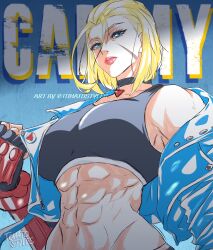 1girls abs awesometomato18 big_breasts blonde_female blonde_hair blue_eyes breasts busty cammy_white choker clothed collar female female_only fit fit_female fully_clothed large_breasts lips muscles muscular muscular_female plump_lips scar scar_on_face scarred_face solo sports_bra street_fighter street_fighter_6 strong_woman tagme_(artist) thick_lips thin thin_waist toned toned_female