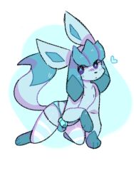 <3 anthro chastity_(disambiguation) chastity_cage chastity_device clothing eeveelution footwear generation_4_pokemon glaceon heart legwear male male_only nintendo paws pokemon pokemon_(species) skyl4378 socks solo thigh_highs