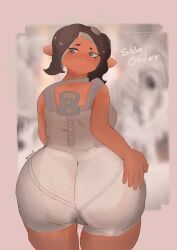 5_fingers agent_8_(side_order) agent_8_(splatoon) ass big_ass big_butt bodysuit cephalopod cephalopod_humanoid dark-skinned_female dark_skin female obeeent octoling octopus pointy_ears sideorder splatoon splatoon_3 splatoon_3:_side_order thick_ass thick_thighs