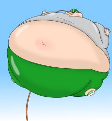 air_inflation anonymous_artist blue_background body_inflation fan_character floating green_leggings green_shoes grey_hoodie hose_in_mouth hose_inflation immobile inflation inflation_fetish inkling leggings puffed_cheeks reathe_(character) spherical_inflation splatoon sunken_head sunken_limbs sweatshirt tight_clothing white_skin