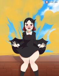 1girls black_hair blush fart fart_cloud fart_everywhere fart_fetish farting kaguya-sama_wa_kokurasetai_~tensai-tachi_no_renai_zunousen~ open_mouth red_eyes shinomiya_kaguya sitting solo_female thick_thighs zaina_art99