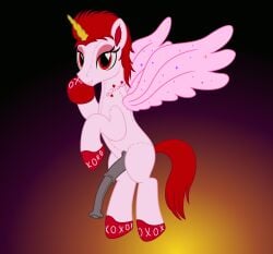 <3_eyes alicorn animal_genitalia animal_penis animate_inanimate badumsquish equid equine equine_genitalia equine_penis eyeshadow genitals hasbro heart hi_res hooves horn living_plushie looking_at_viewer makeup male mammal medial_ring my_little_pony penis pink_body plushie red_eyes red_eyeshadow red_hooves smile solo wings xoxo