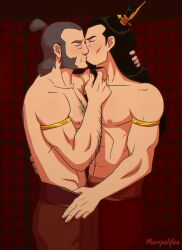 admiral_zhao asian asian_male avatar_the_last_airbender bara beard_grab black_hair closed_eyes dilf embrace facial_hair foreplay gay goatee grey_hair hairy_arms hairy_chest imminent_sex kissing long_hair long_hair_male makeout making_out male male/male maripolifan mature_male middle_aged middle_aged_male muscular muscular_male nickelodeon ozai sideburns topless undressing undressing_partner villain yaoi