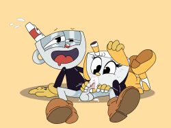 black_eyes cum_in_pussy cuphead cuphead_(game) female furry_ears mikahead_(character) white_body