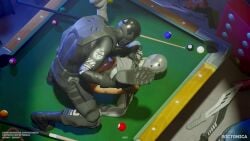 2boys 8-ball_(fortnite) anal anal_sex animated armored fortnite gay helmet ictonica male/male male_only male_penetrated male_penetrating male_penetrating_male mask masked masked_male no_sound pool_table selfcest tactical_gear tagme video