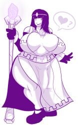 big_breasts black_hair breasts chubby cleavage dungeons_and_dragons dwarf dwarf_female fantasy huge_breasts obese shortstack sorceress thick_thighs wckd wide_hips