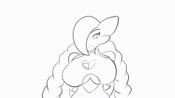 animated anthro artykfrozt big_breasts breasts female gardevoir generation_3_pokemon huge_breasts ludabell_(artykfrozt) nintendo nipples pokemon pokemon_(species) show_boobs solo