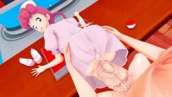 1boy 1girls 3d 3d_(artwork) 3d_animation animated barefoot big_ass censored feet foot_fetish footjob from_behind kneeling n40rider nintendo nurse_joy on_desk partial_male penis pokemon public shoes_removed soles thick_ass toes ugoira