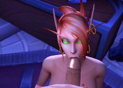 1boy 1girls 3d blizzard_entertainment blood_elf blowjob eraydisx fellatio green_eyes kissy_(warcraft) original_character pov red_hair warcraft world_of_warcraft