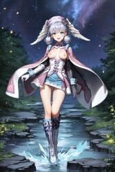 1girls ai_generated blue_eyes breasts female female_only galawave grey_hair legwear melia_antiqua nintendo skirt xenoblade_(series) xenoblade_chronicles