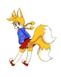 1boy ass balls butt clothed clothing crossdressing femboy fully_clothed fully_clothed_male furry sonic_(series) sonic_the_hedgehog_(series) sparkydb tagme tails tails_the_fox