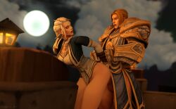 3d anal anal_sex anal_sex anduin_wrynn bent_over blizzard_entertainment blonde_hair human human_(world_of_warcraft) jaina_proudmoore light-skinned_female light-skinned_male light_skin looking_back sex warcraft white_hair woofers-art world_of_warcraft