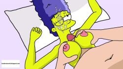 1boy 1boy1girl 1girls animated booberatwork boobjob breast_grab breast_squeeze breasts breasts_out cum cum_between_breasts facial facial_cumshot fake_tits female male marge_simpson matt_groening_(style) milf on_back on_bed paizuri pov simpsons sound tagme the_simpsons titfuck video yellow_body yellow_skin