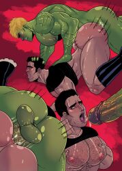 anal anal_sex balls bent_over big_cock big_penis boner bottomless erect_penis erection gay gay_sex green_skin hairy_chest hard_on head_grab horny_male huge_cock huge_penis hulkling male male_only marvel muscles muscular muscular_male on_all_fours pec_squeeze penis_in_ass pleasure_face punisher shirt_lift testicles thick_thighs tom_cray tongue_out veiny_penis