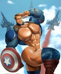 abs absolutbleu actor ass bara_ass bara_butt biceps big_ass big_ass_(male) big_butt big_chest big_pecs bubble_ass bubble_butt bulging_biceps butt captain_america celebrity chris_evans hourglass_figure huge_chest huge_pecs in_character looking_at_viewer male male_only marching marvel marvel_cinematic_universe muscle_ass muscle_butt muscles muscular muscular_ass muscular_butt muscular_male no_visible_genitalia pecs posing salute saluting shield smiling_at_viewer steve_rogers