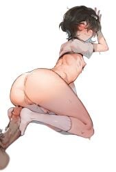 2boys anus asshole big_ass big_penis blush blushing bubble_ass bubble_butt byebyefrog erect_nipples erect_penis erection femboy foot_fetish footjob gay gay_sex huge_cock jerking small_penis steins;gate sweat sweating urushibara_ruka veiny_penis yaoi