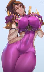 1girls absurdres araneesama asian asian_female big_breasts bodysuit breasts brown_hair cutesexyrobutts_(style) female hartman_hips hips hourglass_figure light_skinned_female ninja ponytail soul_calibur tagme taki thick_thighs thighs thunder_thighs thunderthighs voluptuous wide_hips