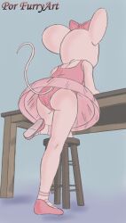 angelina_ballerina angelina_mouseling anthro ballerina cowgirl_position female female_only furry furry_only mouse panties petite por_furryart_(artist) rat rat_tail upside-down upskirt younger_female